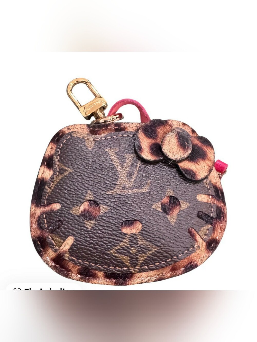 Louis Vuitton Brown Monogram Hello Kitty Key Pouch with Pink Trim